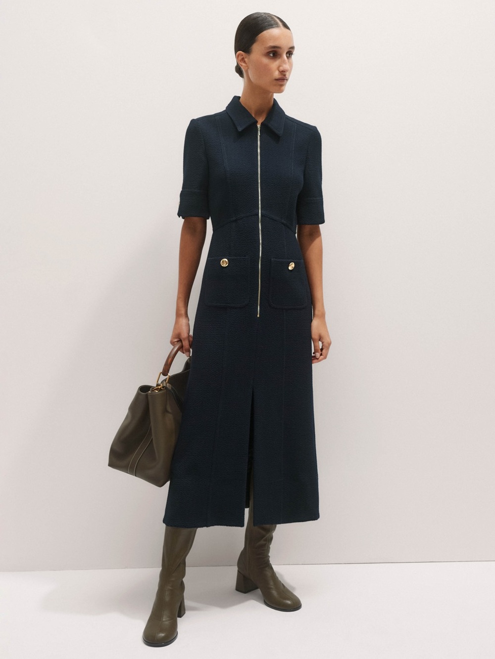 ME+EM Day to Evening Textured Maxi Dress Navy US 12